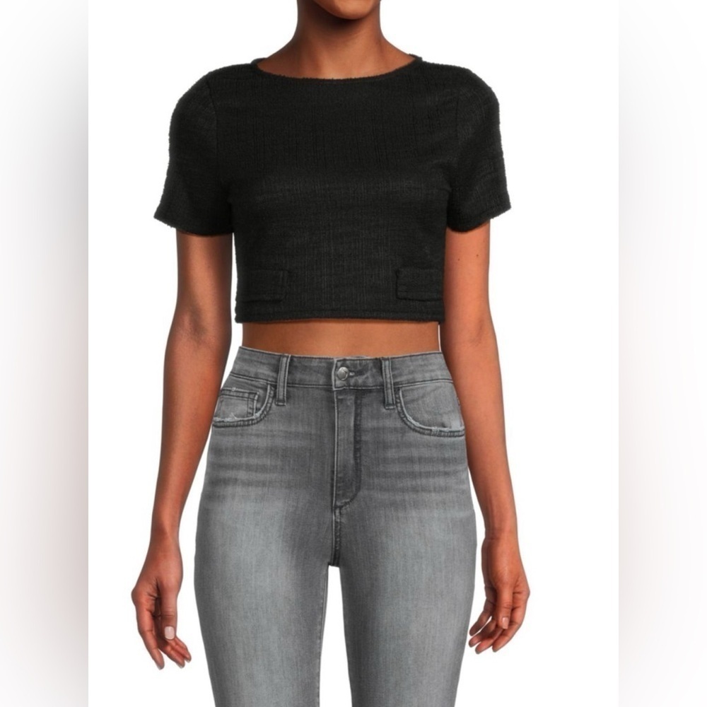 NEW Love Ady Black Crepe Crop Top